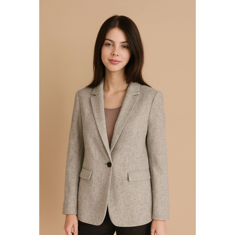 The Loft Vintage Grey Herringbone Cotton Blazer Woman's SZ 10